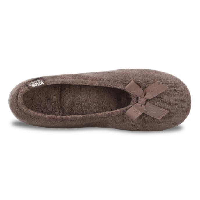 Isotoner® Ladies Terry Ballerina Slipper Taupe Extra Image 4